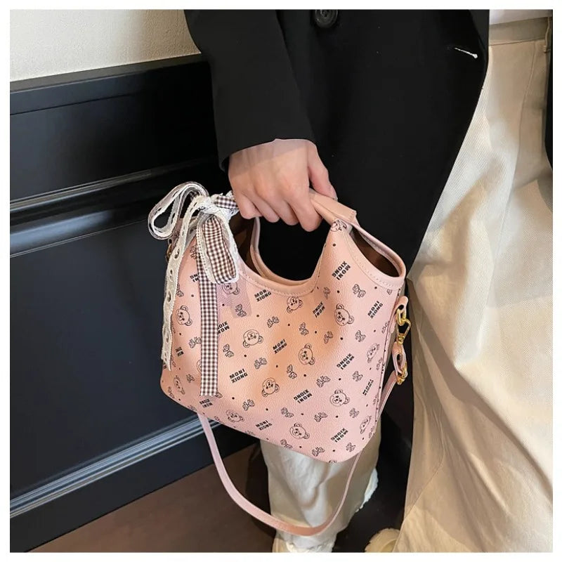 Popular bags for women, new fashionable French printed armpit tote bag, minimalist handbag, diagonal cross bag