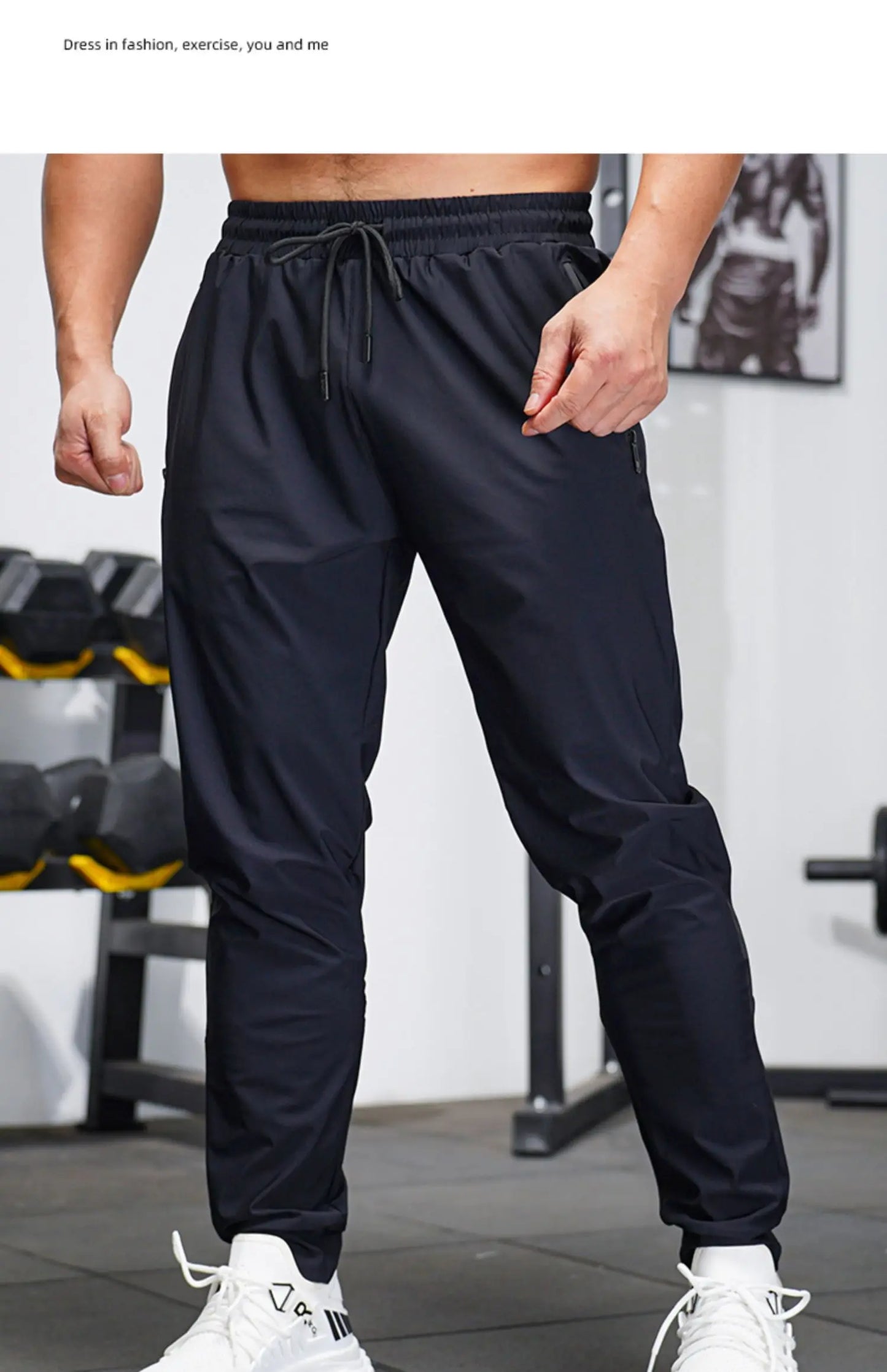 Men's Sports Pants Spring summer Running Pants Workout Active Trousers Slim Ice silk Quick dry Skinny Jogging Pants Joggers