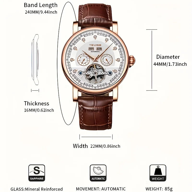 TEVISE Watch for Men Automatic Mechanical Movement with Calendar Luminous Fashion Casual Business Wristwatch
