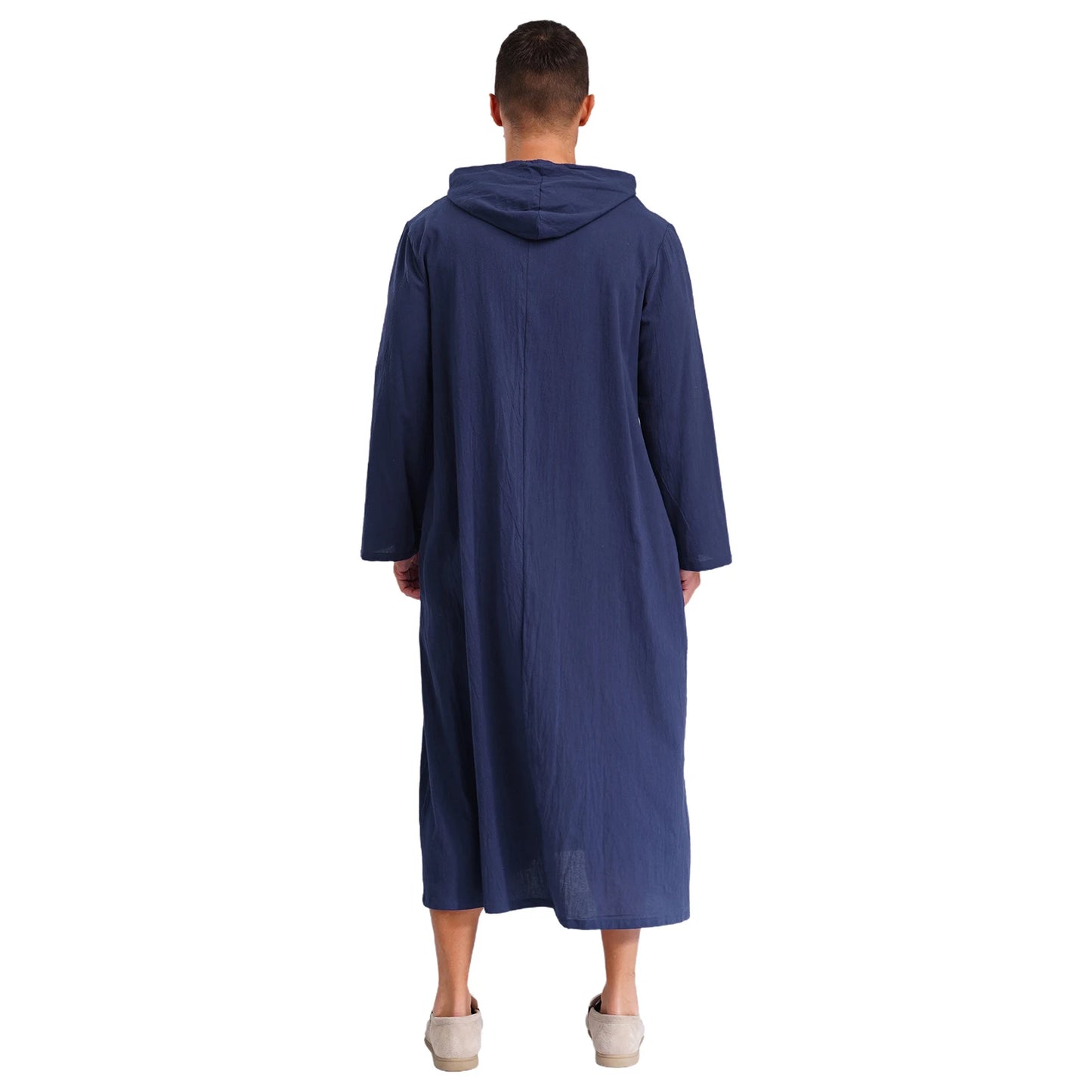 Islamic Kaftan Muslim Jubba Arabic  Thobe Men's Clothing Hooded Long Sleeves Pockest Buttons Long Loose Gown Shirt Dresses