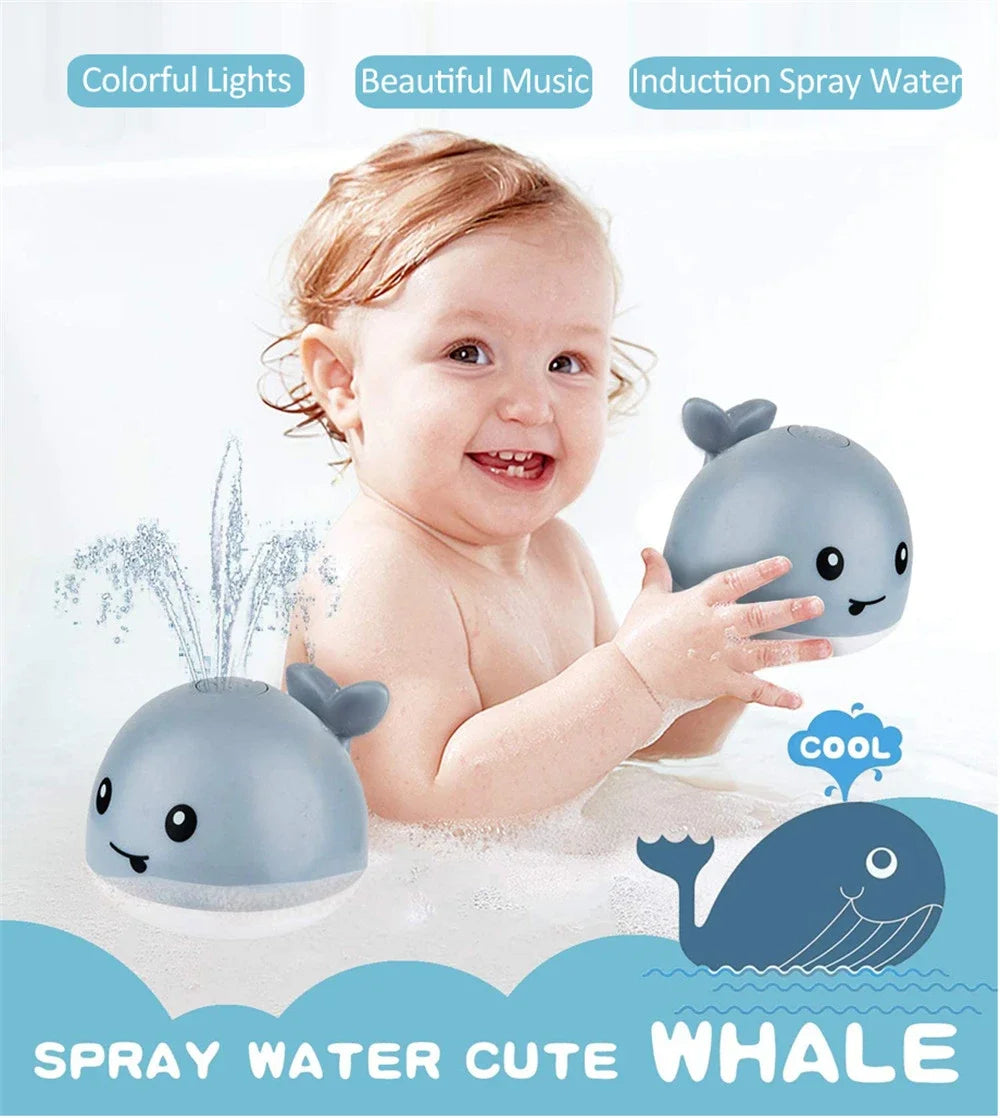Waterproof Baby Bath Toys Whale Automatic Bathroom Toy Sprinkler Glowing LED Light toy,kids Infant Swim Pool Bathroom Toys Gifts