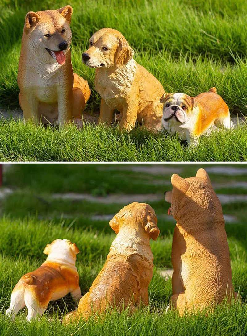 Simulated Pet Puppy Model Resin Sculpture Ornaments Garden Courtyard Lawn Figurines Decoration Home Cute Dog Statue Accessories