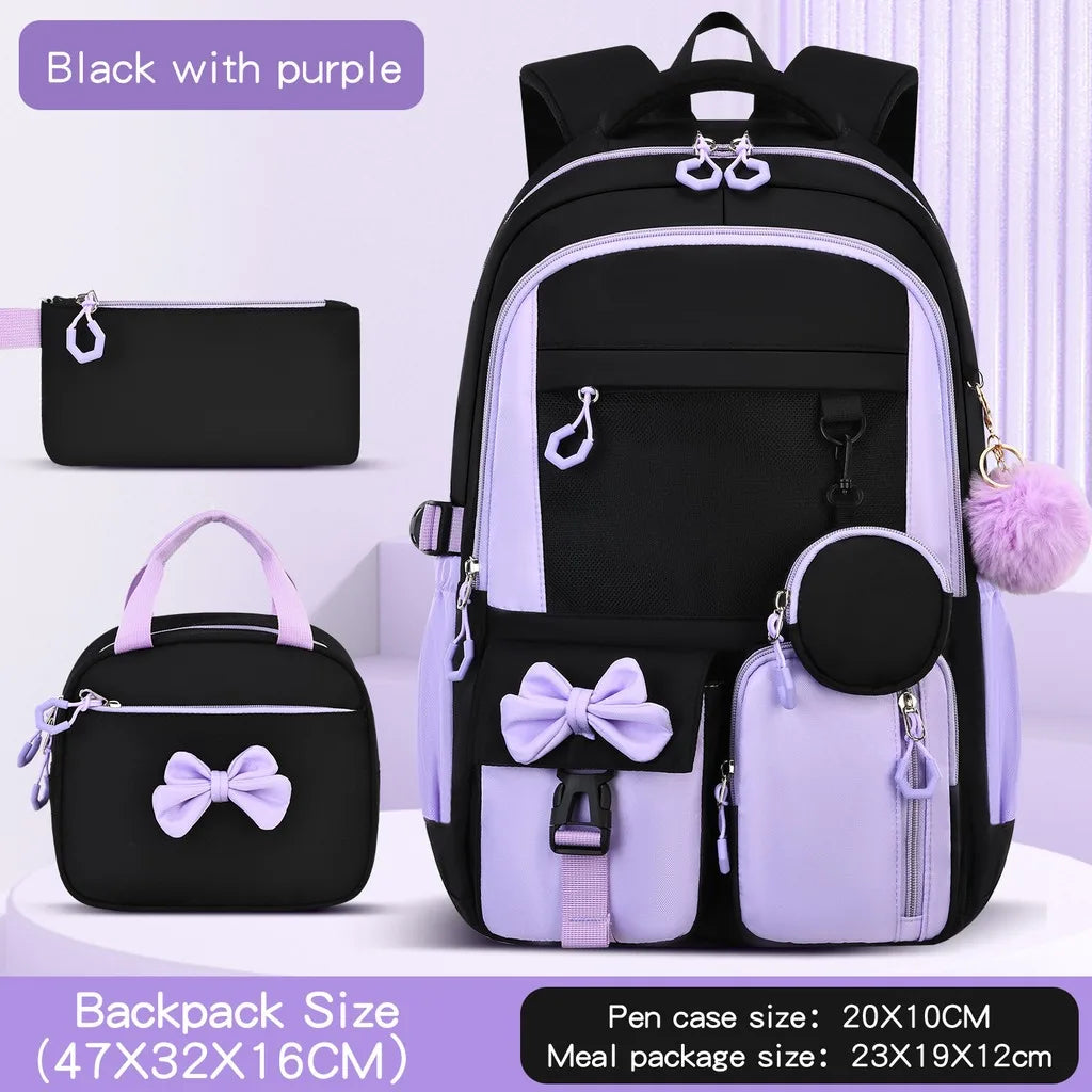 School Bags Ergonomic 3 Piece School Bag Set Pencil Pouch Large Capacity School Backpack For Campus Study After-School Short