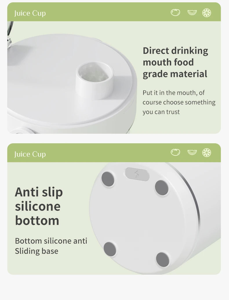 12Blades Portable Blender 2Cups for Travel Portable Electric Juicer Mixer Usb Charge Fresh Fruit Juice Personal Blender Smoothie