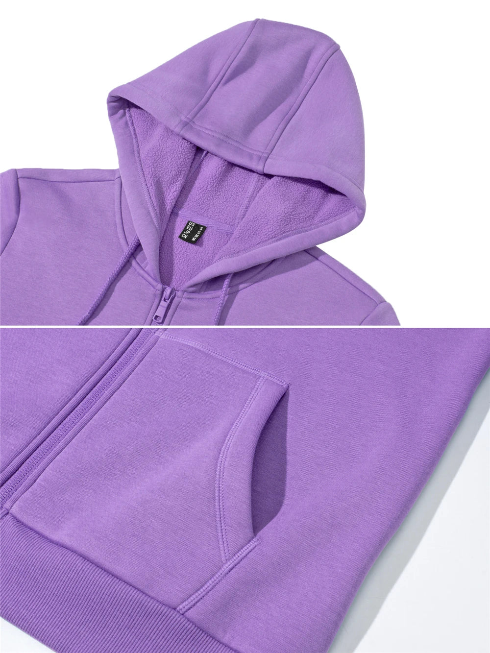 TACVASEN Spring Fleece Lining Sweatshirts Jacket Womens French Long Hoodies Full Zip Up Jacket Casual Streetwear Outdoor Coats