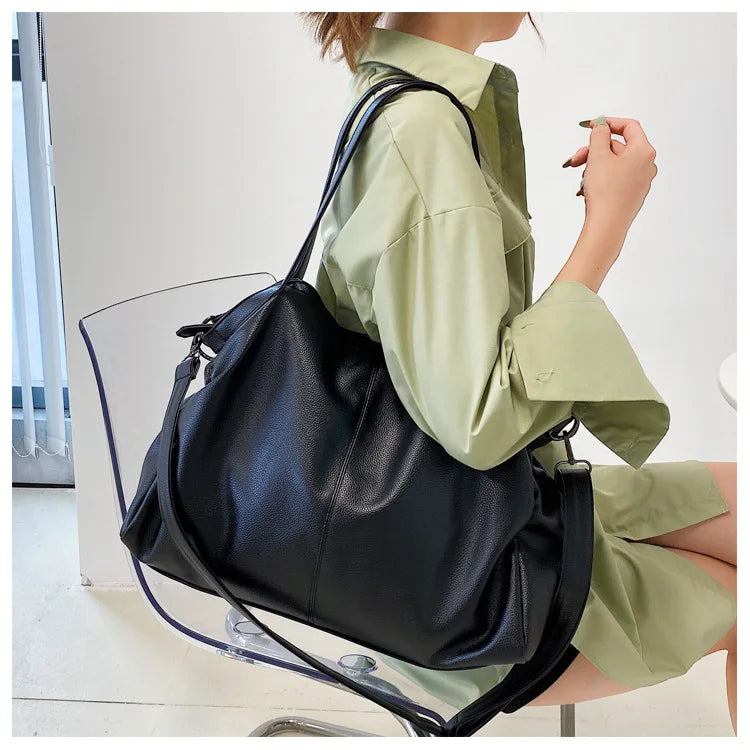Big Black Tote Bags for Women Large Hobo Shopper Bag Roomy Handbag Quality Soft Leather Crossbody Bag Ladies Travel Shoulder Bag