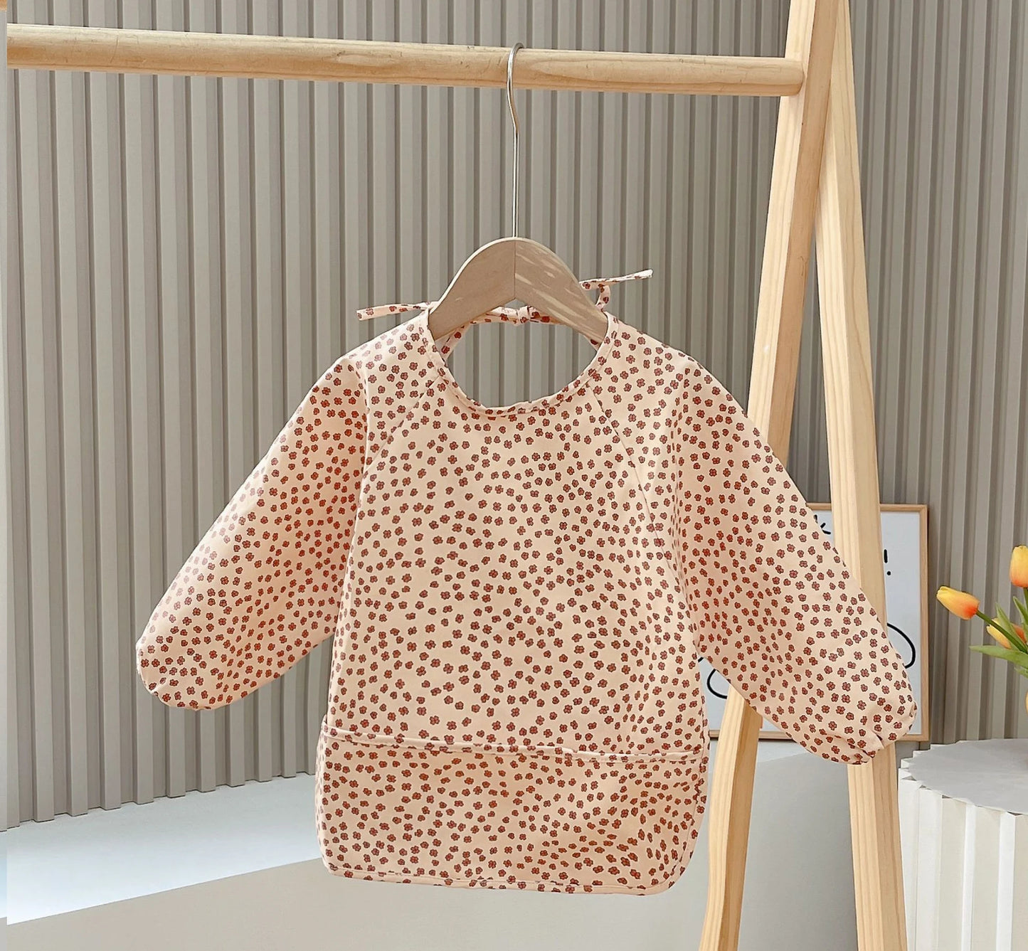 Baby Feeding Bib Long Sleeve Baby Boy Girl Cute Cartoon Print Bib Apron Easy Clean Kids Waterproof For Babi