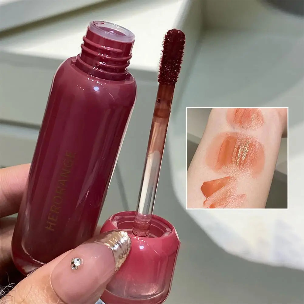Tulip Pink Lip Glaze Mirror Water Lip Gloss Moisturizing Liquid Lipstick Long-Lasting Shiny Lip Gloss Student-Friendly Cosmetics