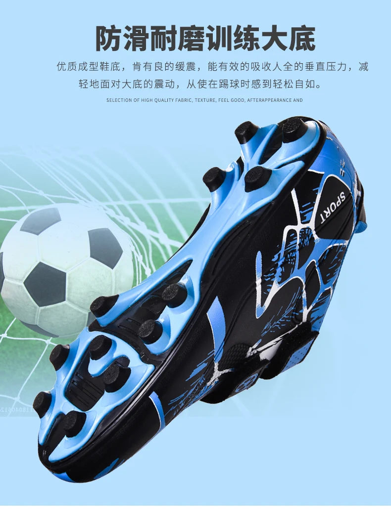 Kids Soccer Shoes HOOK&LOOP Football Sports Shoes Boy Outdoor Non-Slip Training Shoes Child Lightweight Children's Soccer Cleats