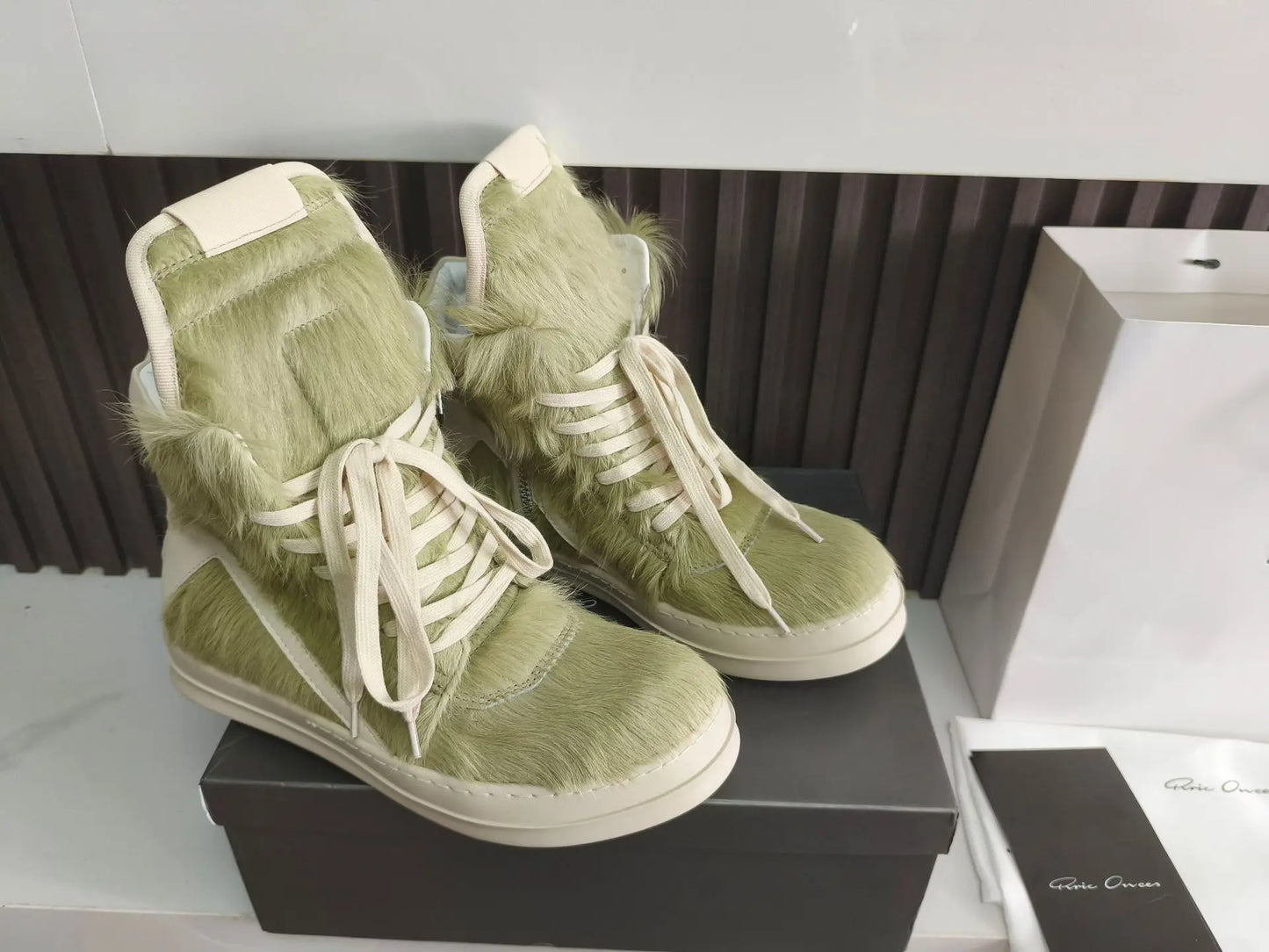 Men's Horsehair Shoes Casual Platform Women High Top Sneakers Leather Luxury Trainers Lace Up Zip Designer Male Boots