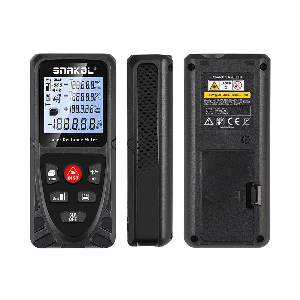 Snakol Laser Distance Meter 50m 70m 100m 120m Digital Range Finder Rechargeable Rangefinder Laser Tape Measure Electronic Ruler