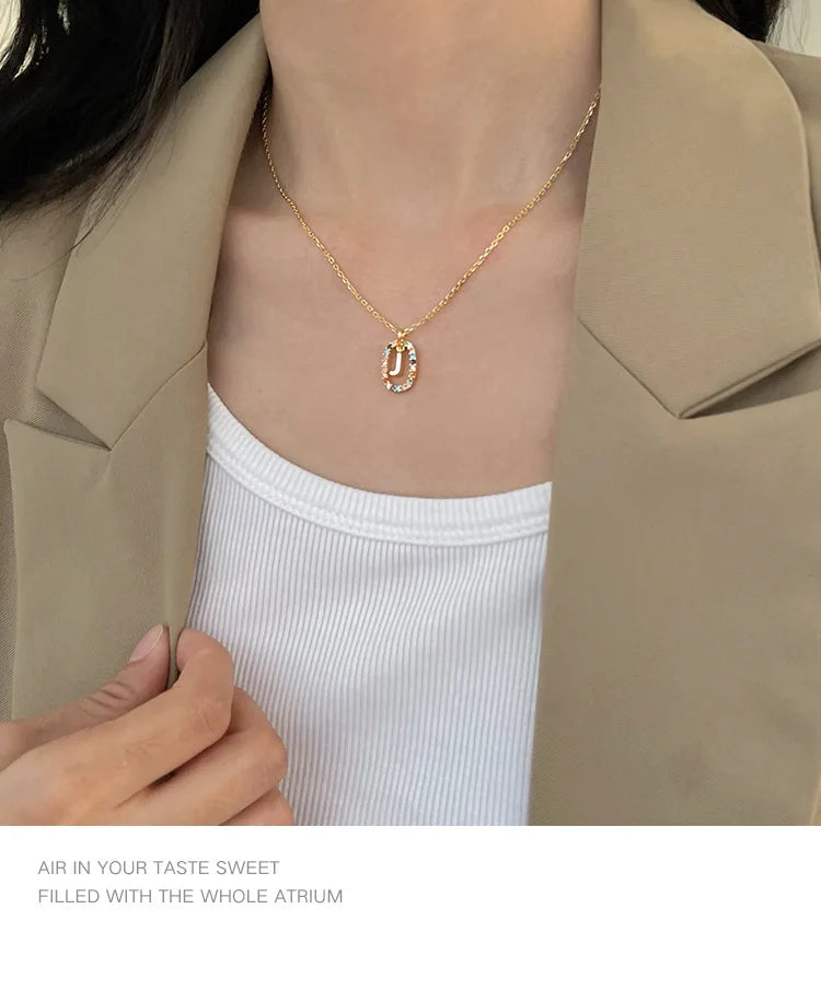 925 Sterling Silver Gold Letters A - Z Initial M S C K Alphabet Pendente Long Chain Necklace Say My Name Fine Jewelry