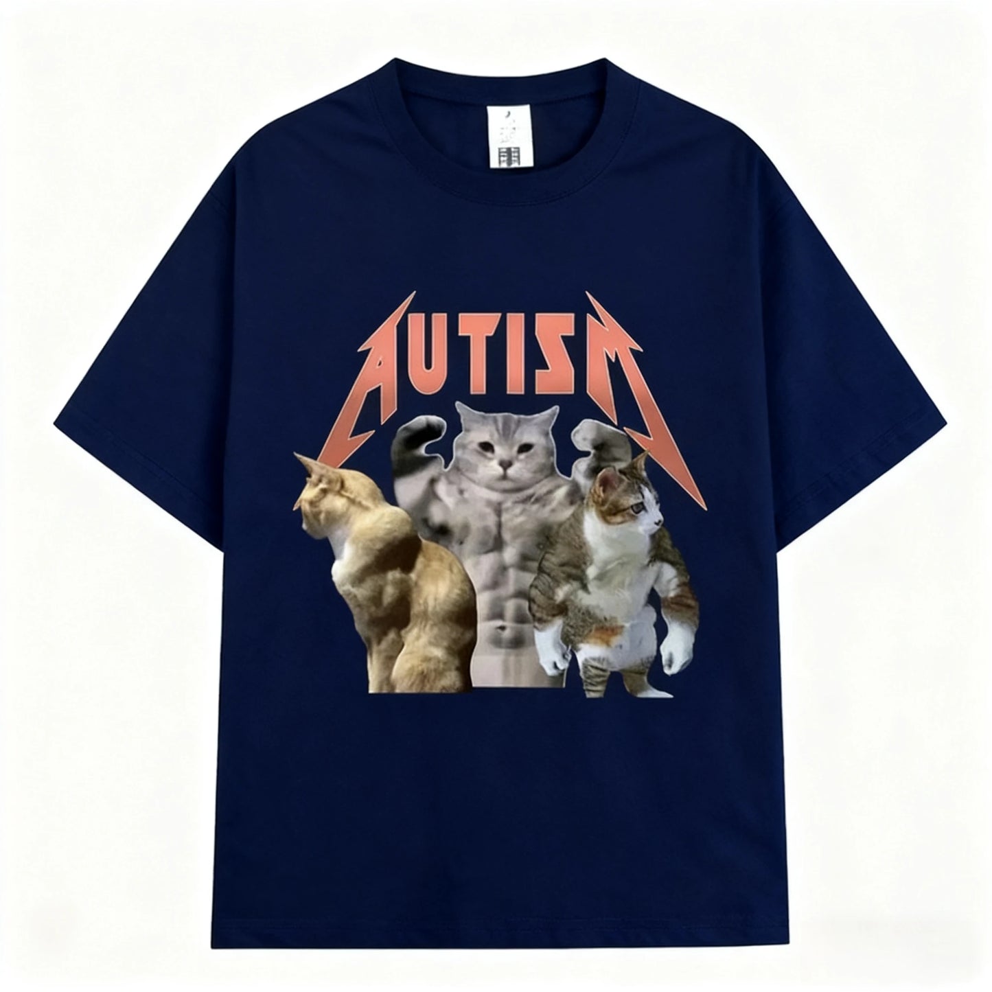 Autism Fitness Cat Funny T-shirt Unisex Muscle Cat Cool Humour Leisure Breathable Short Sleeve T Shirts Print O-collar Tees