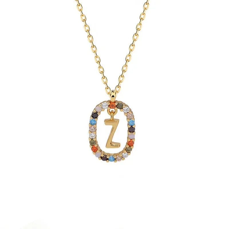 925 Sterling Silver Gold Letters A - Z Initial M S C K Alphabet Pendente Long Chain Necklace Say My Name Fine Jewelry
