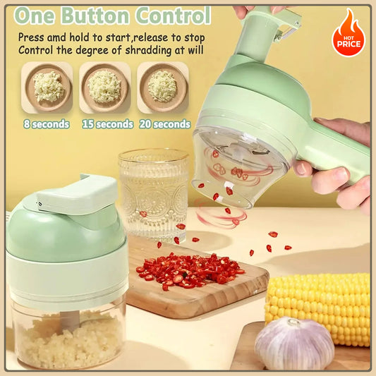 Meat grinder handheld wireless electric garlic grinder, food chopper, 4-in-1 electric vegetable cutter set