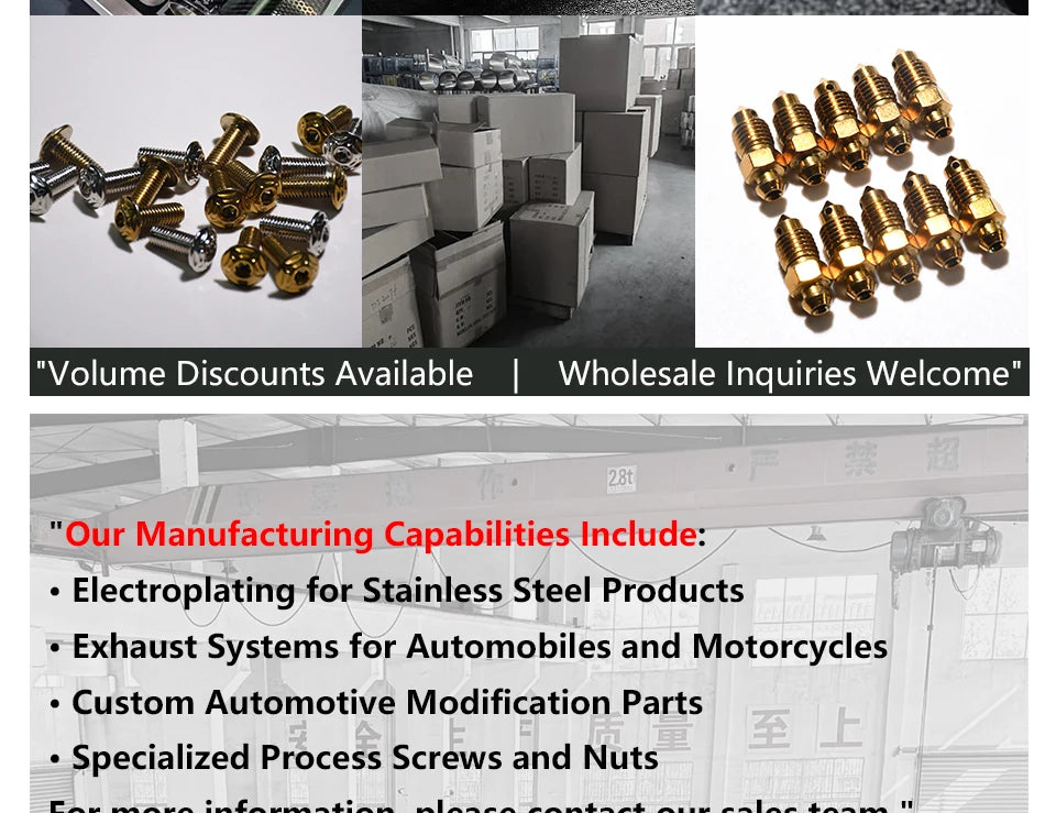 modified titanium plated nuts and bolts M10 M12 M16 M18 stainless steel 304 electric vehicle accessories