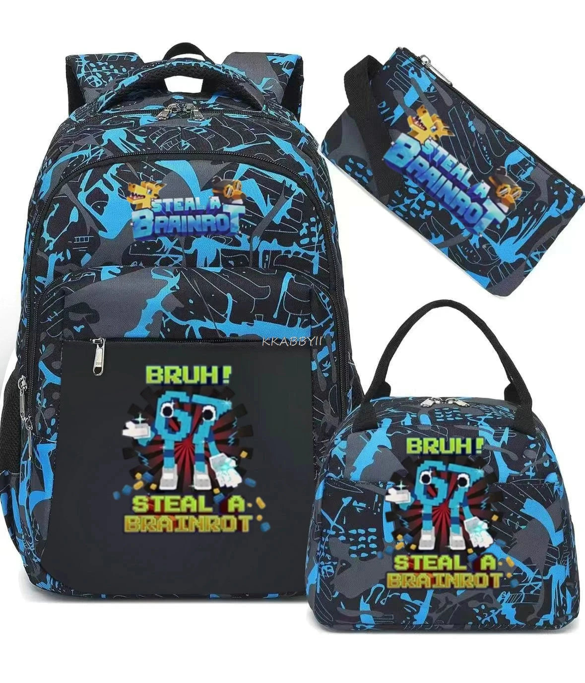 Steal A BrainRot Backpack with Lunch Bag for 67 Six Seven Teenagers Student School Bags Casual Comfortable Travel Set