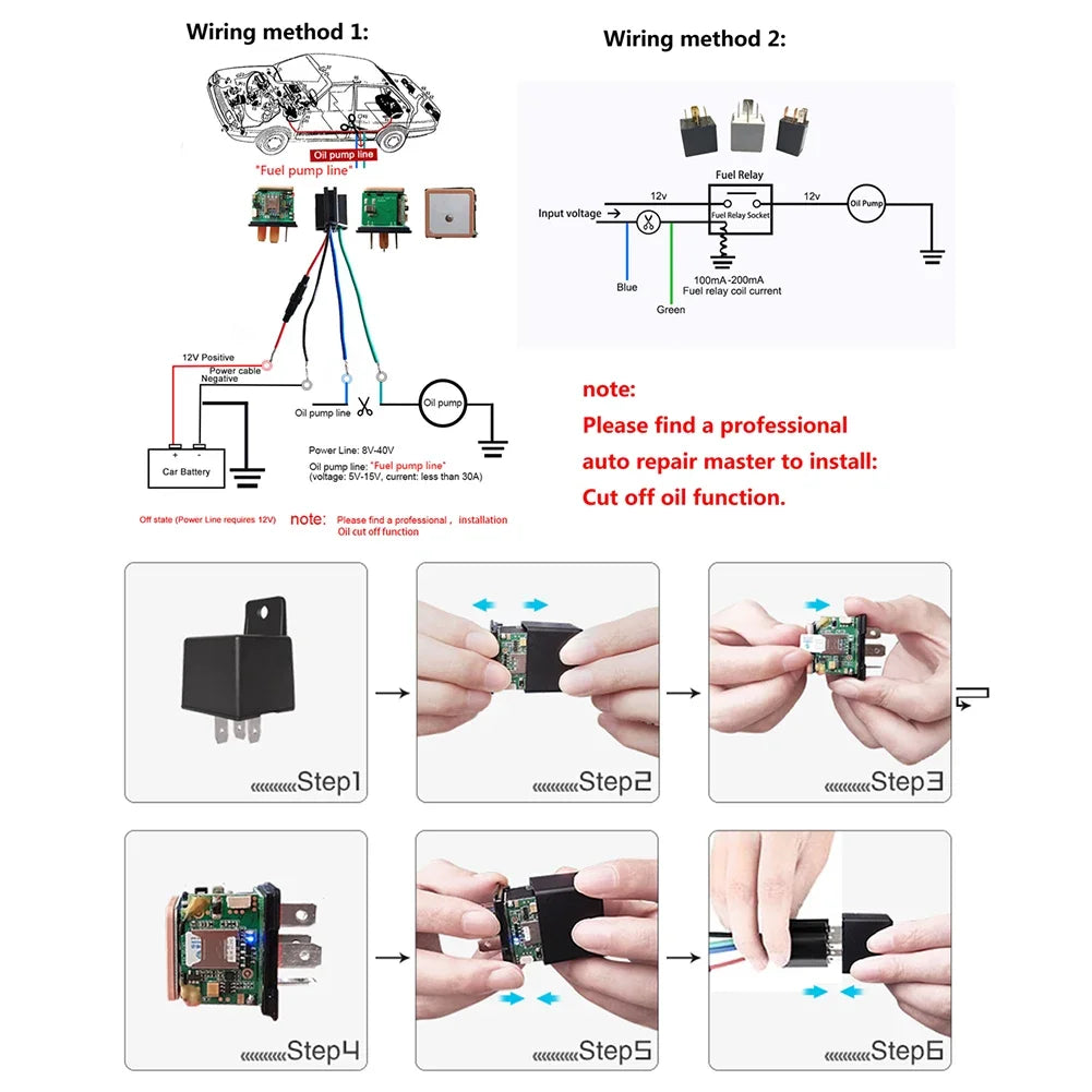 Car Relay GPS Tracker ACC Motorcycle Anti-theft Device Status Alarm GPS Positioner GNSS LBS Vehicle Positioning Device Sensitive