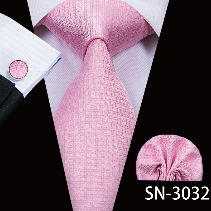 Hi-Tie Silk Men Tie Peach Pink Floral Wedding Necktie for Men Luxury Necktie Handkerchief Cufflink Fashion Design Business