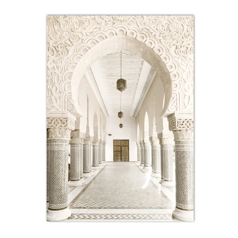 Islamic Morocco Astaka Canvas Painting Mosque No God Except Allah Calligraphy Poster And Print Boho Pictures Living Room Decor
