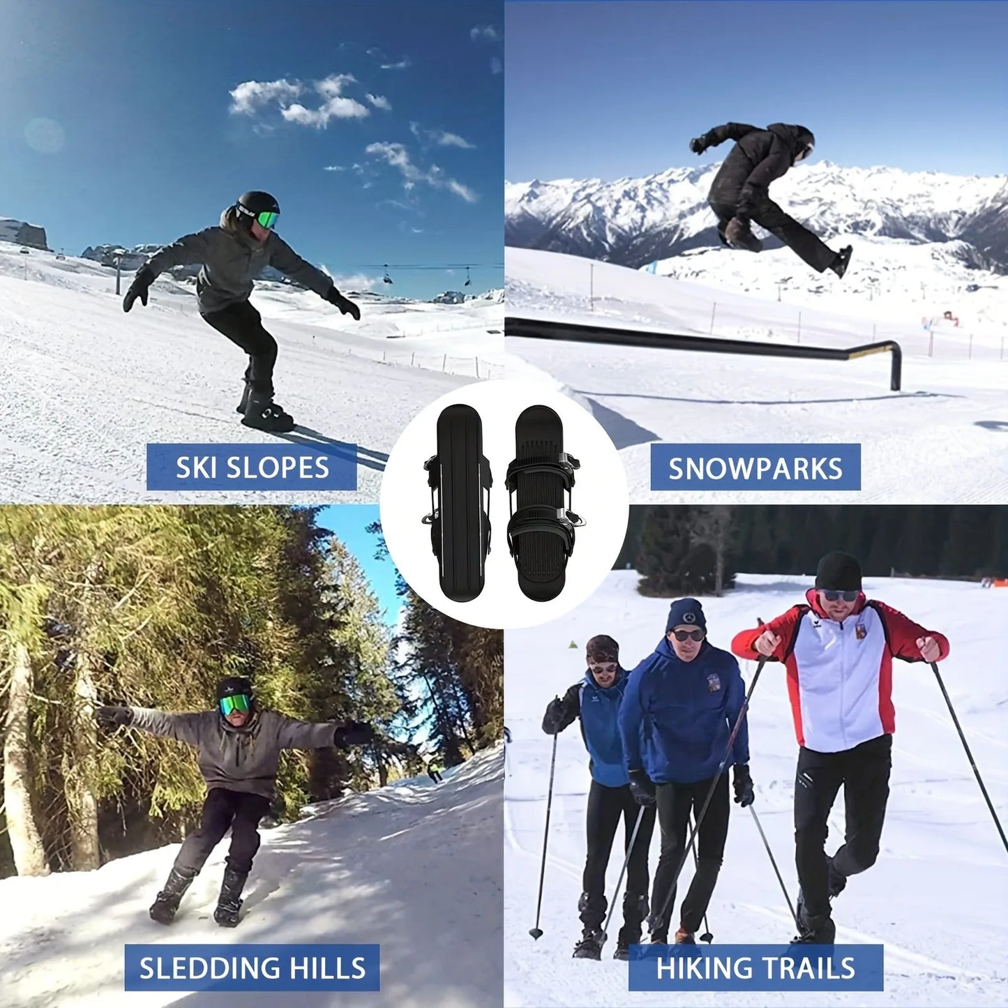 Mini Ski Skates Winter Portable Snowblades Skis Shoes Adjustable Short Snowskates Skiboards