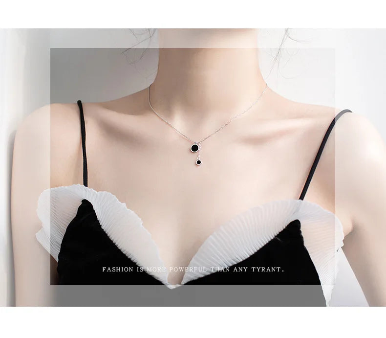 Popular 925 Sterling Silver Fashion Round Necklace For Women Fine Jewelry Wedding Party Birthday Gift