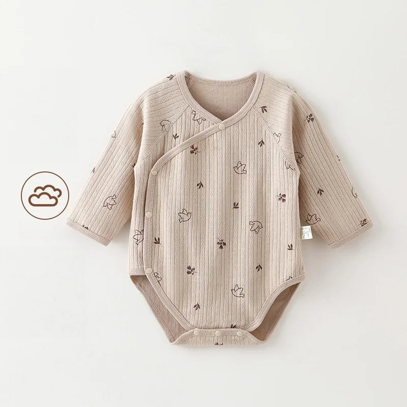 Newborn Infant Girls Clothes Cotton Double Layered Belly Guard Triangle Romper 0-2Y Baby Clothes Boy Comfy Daily Bodysuit