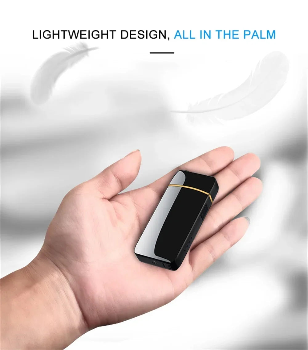 Hot Electric Windproof Metal Lighter Double Arc Plasma Flameless Rechargeable USB Lighter LED Power Display Touch Sensor Lighter