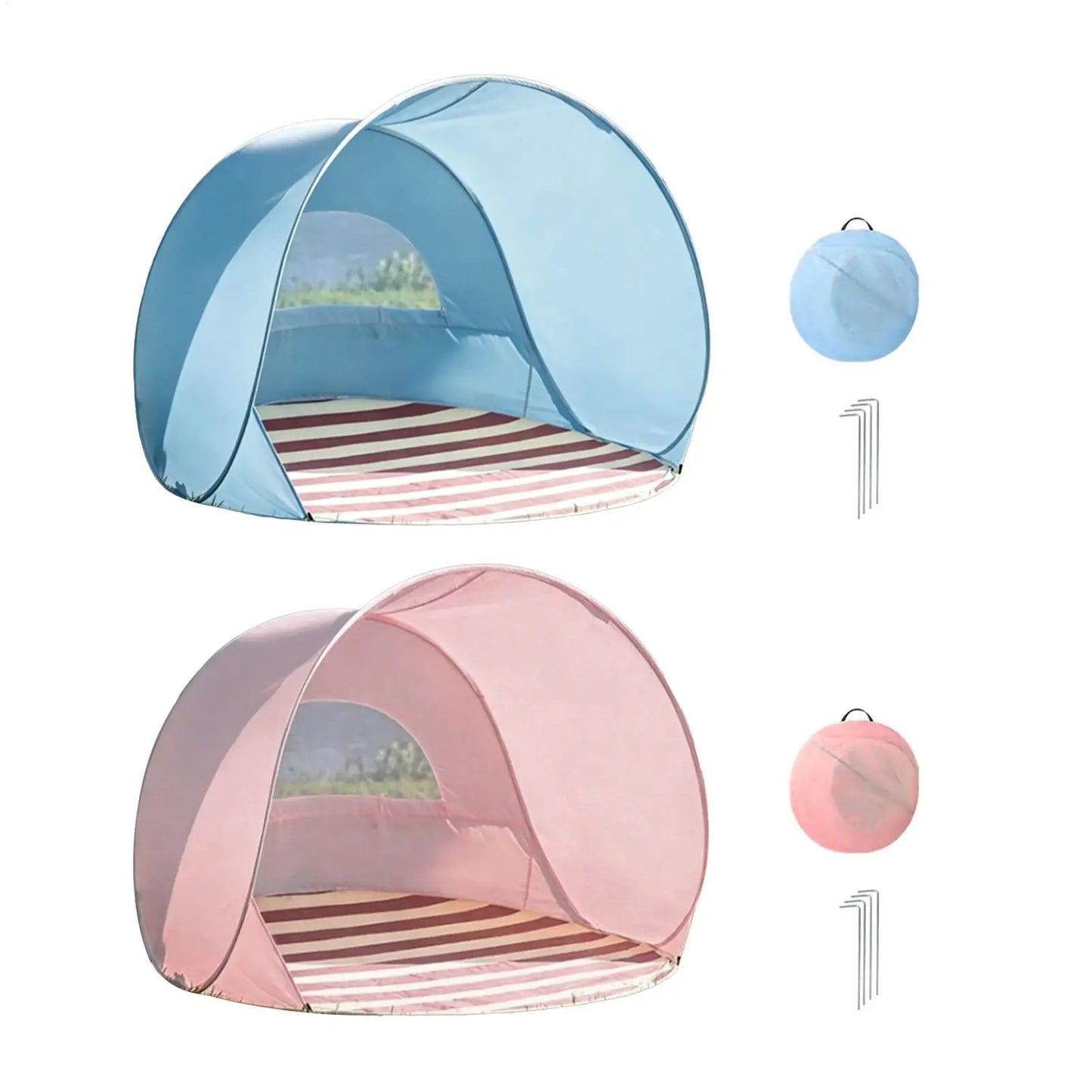 Reusable Beach Sun Shelter Tent One Click Open 3-4 People Tent Large Space Sunshade Outdoor Portable Camping Garden Beach Tent