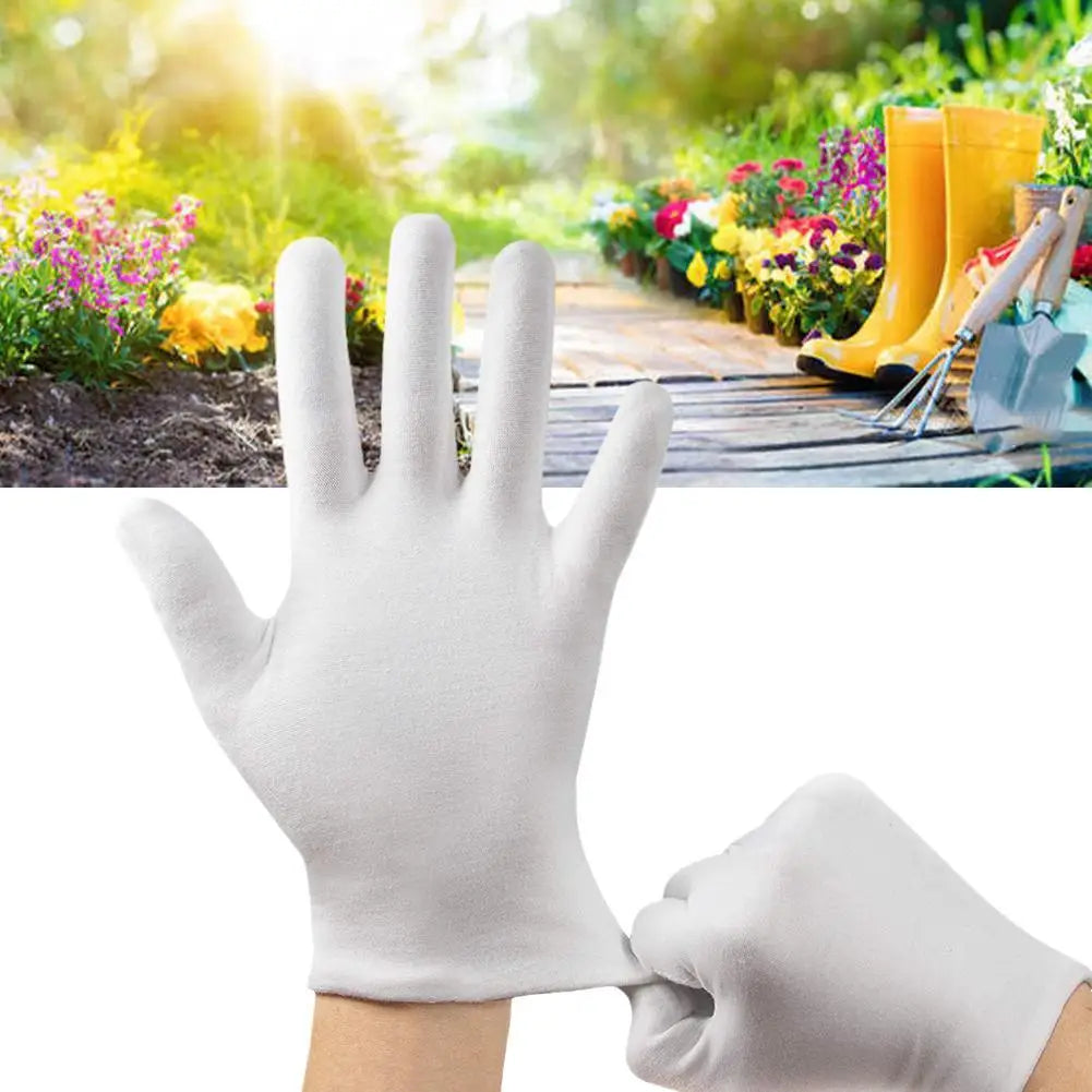 12 Pairs Cotton Gardening Gloves Wear-Resistant Ventilate Work Protection Antiskid Comfortable White Gloves Natural And Soft