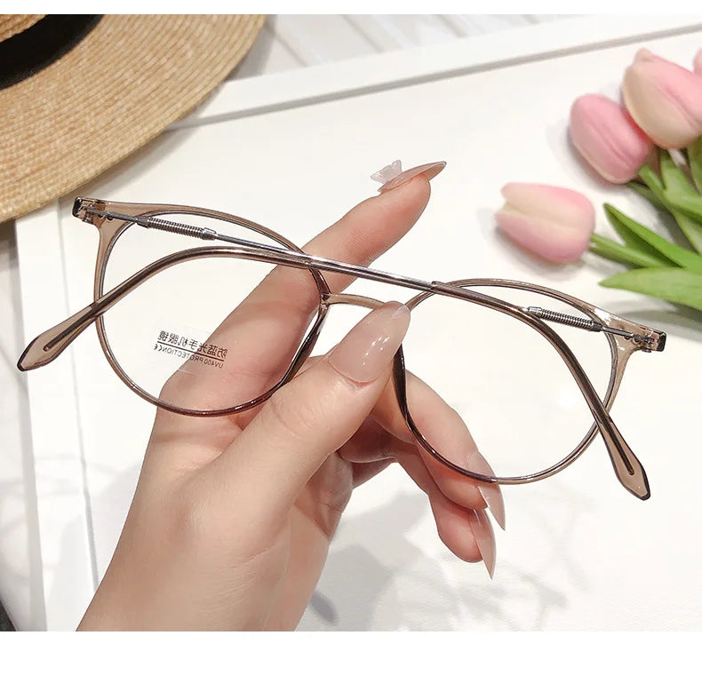 New TR90 Myopia Frames for Men and Women Retro Oval Spring Leg Optical Frames Fashion Hot Sale Glasses Frames Wholesale