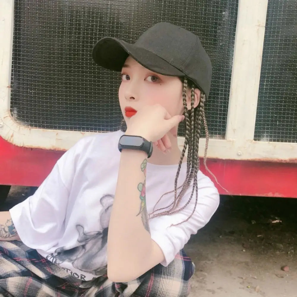 Baseball Cap Wig Hip Hop Hat Daily Wear Peaked Cap Wig Hair Dreadlocks Cap 35cm Dirty Hair Braid Sun Visor Hats Summer Unisex