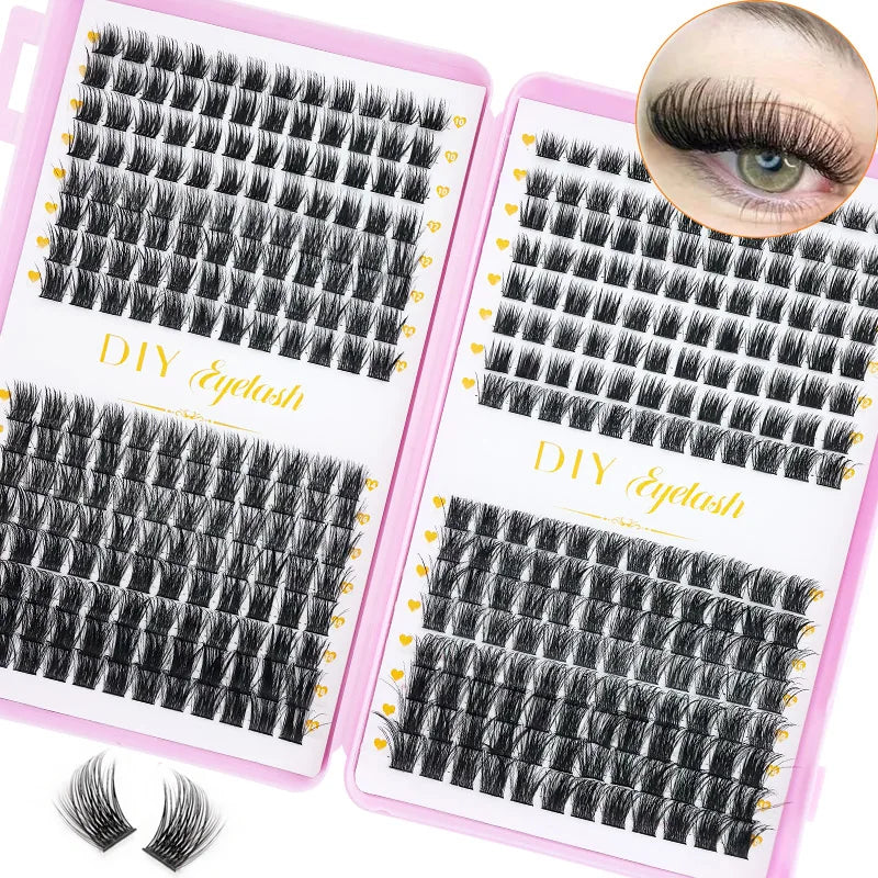 384PCS Eyelash Extension Book (with D-Curl Technology) – Ultra-Thick, Multiple Lengths Available, Easy-to-Apply-at-Home Makeu