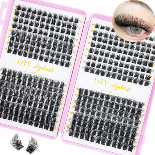384PCS Eyelash Extension Book (with D-Curl Technology) – Ultra-Thick, Multiple Lengths Available, Easy-to-Apply-at-Home Makeu