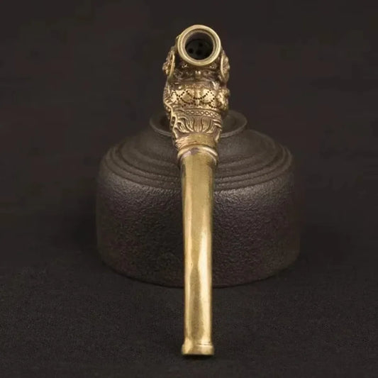 1 Pcs New Buddha Head Buddha Pipe Smoking Utensils Bronze Smoking Utensils Crafts Collection Ornaments