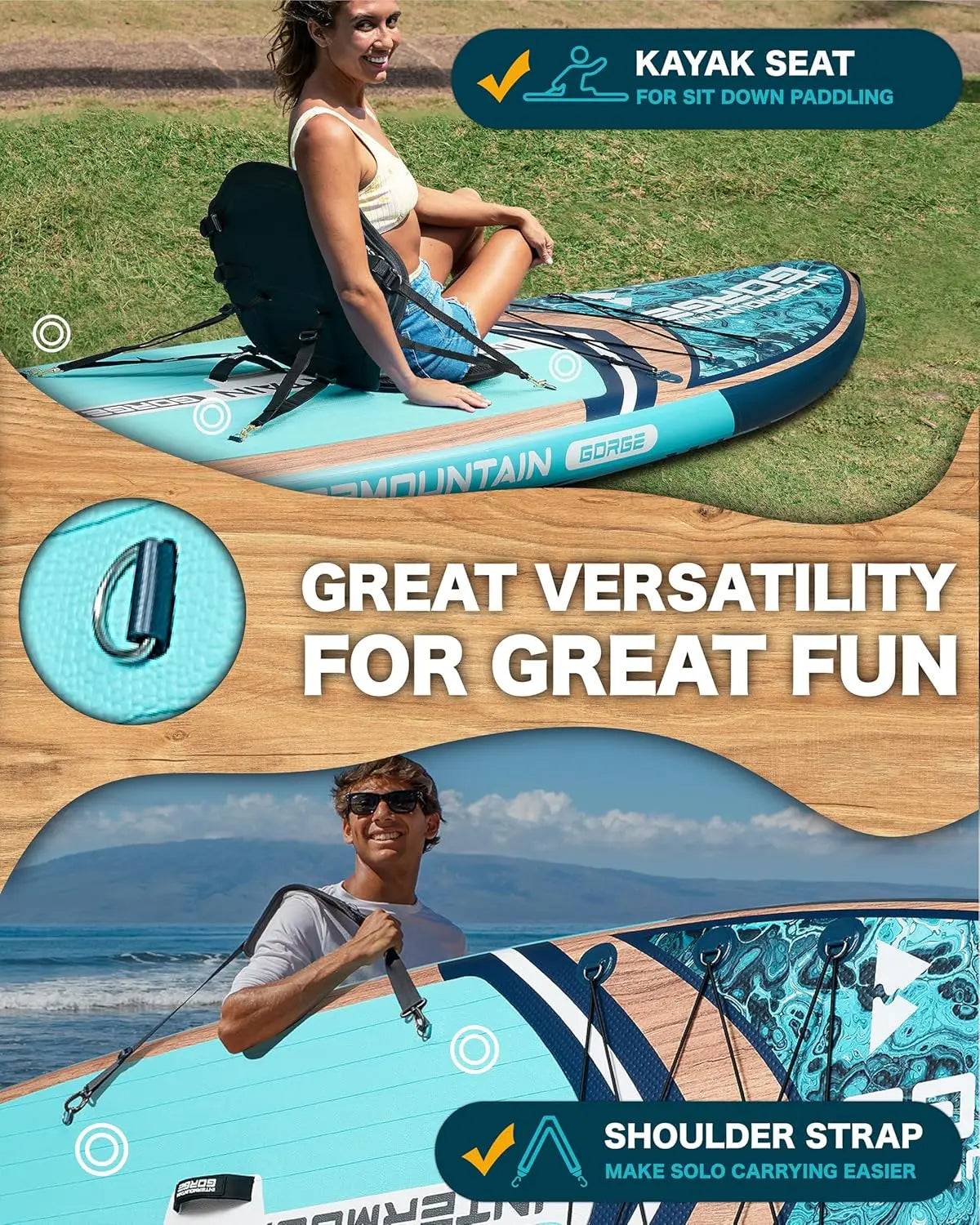 SKATINGER 11'x34''x6'' Inflatable Paddle Board for Adults Waterproof Standing Style SUP Board with Accessories for Aquatic