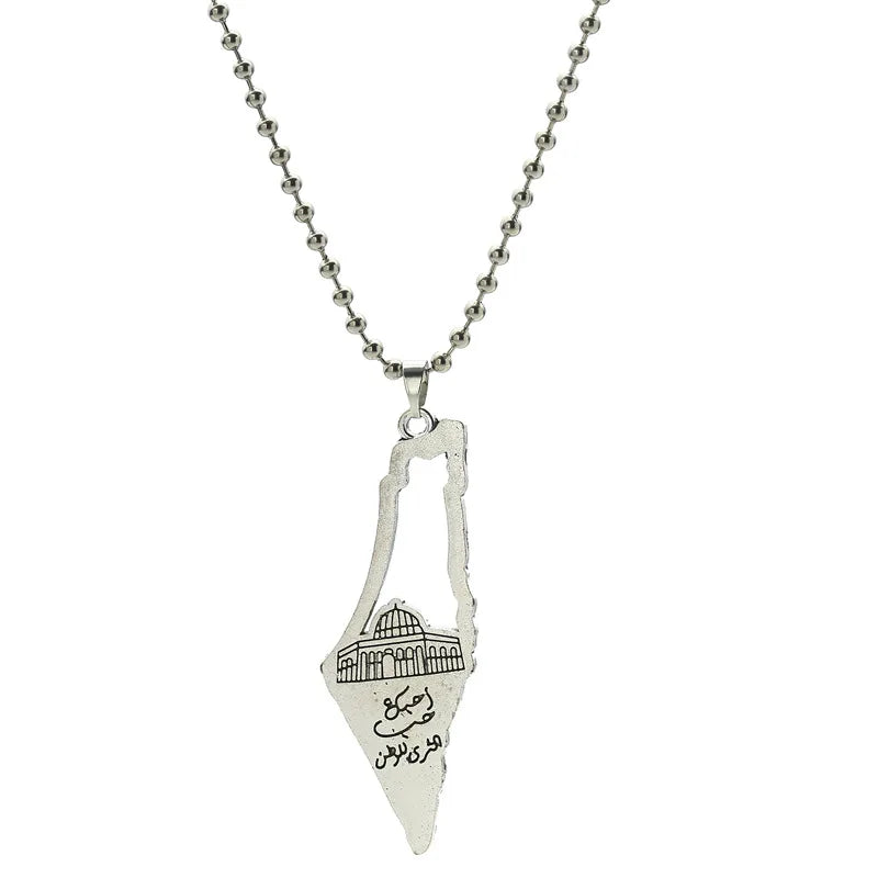 Palestine Country Map Flag Pendant Necklace for Men Women Stainless Steel Necklaces Jewelry Gifts ﻿