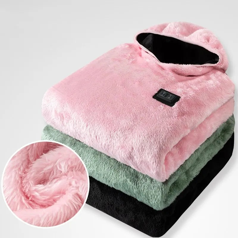 USB Infrared 9 Heating Areas Hoodies Sweater Winter Electric Heated Sweater Waistcoat For Sports Hiking Oversized M-6XL