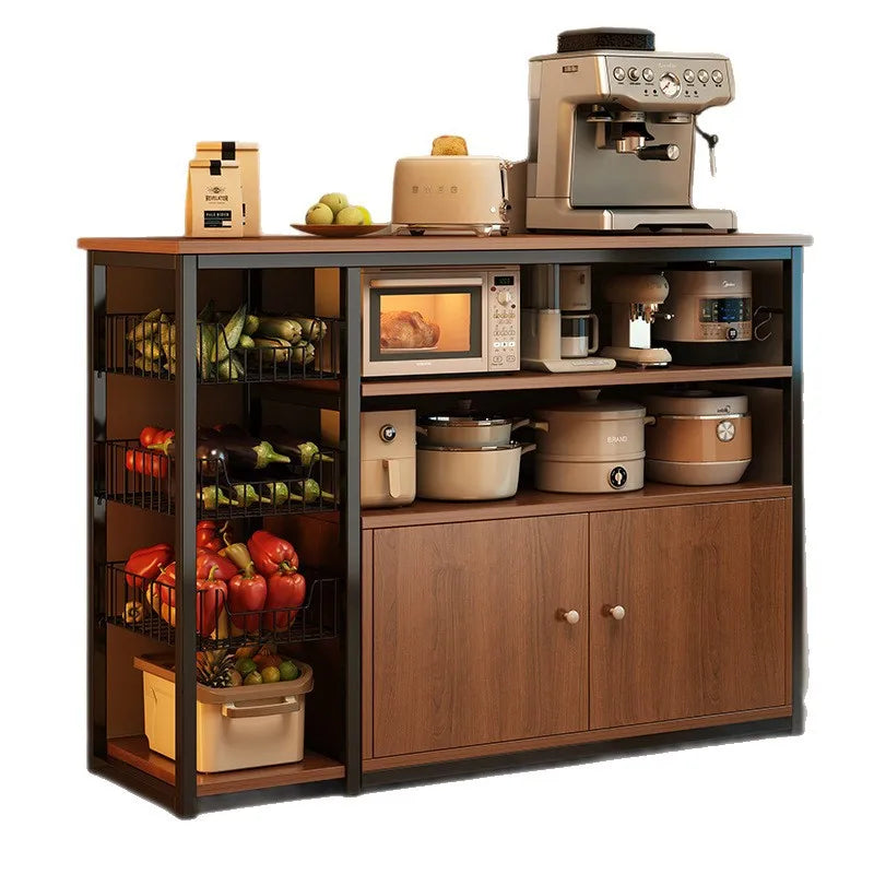 Heavy Duty Large Capacity Storage FurniturePantry Cabinet with Adjustable Shelves & Mesh Baskets Microwave Dishes
