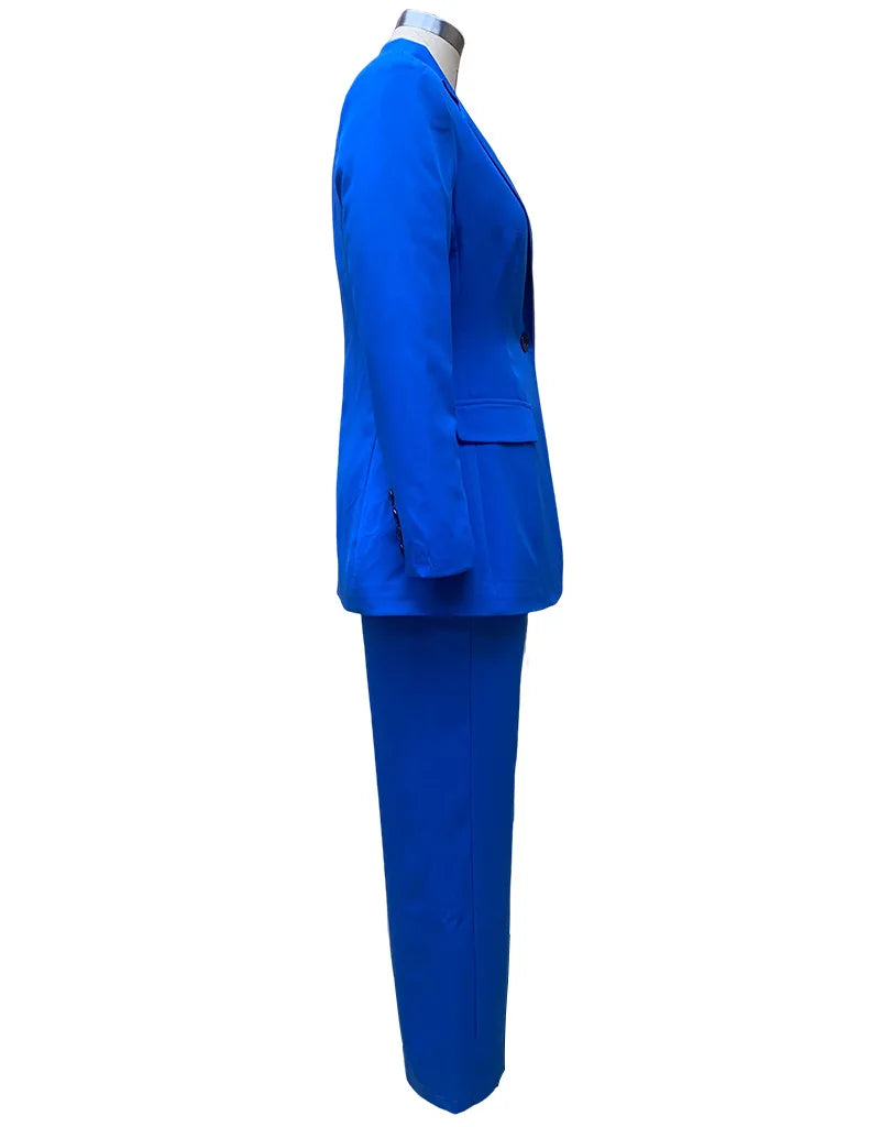 Women's Suit Winter Fashion Long-sleeved Solid Color Casual Suit Jacket and Trousers Matching Sets Two-piece Suit Pant Sets