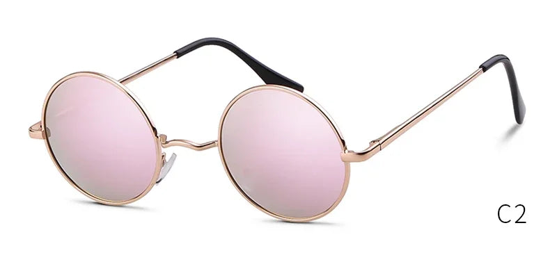 Trendy Round Polarized Sunglasses High Quality Brand Design Vintage Party Men Circle Small Frame Women Yellow Shades Sun Glasses