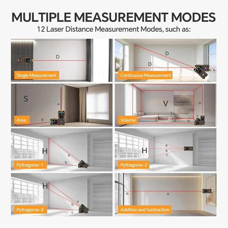 Digital Laser Distance Meter Wall Scanner Laser Distance Meter For AC Wires Metal Wood -Y47A