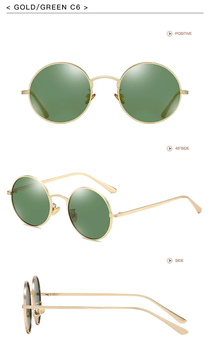Men Polarized Sunglasses Retro Punk Style Metal Small Round Frame Sunblock Sun Glasses Drive Sports Outdoor Travel Eyewear T251