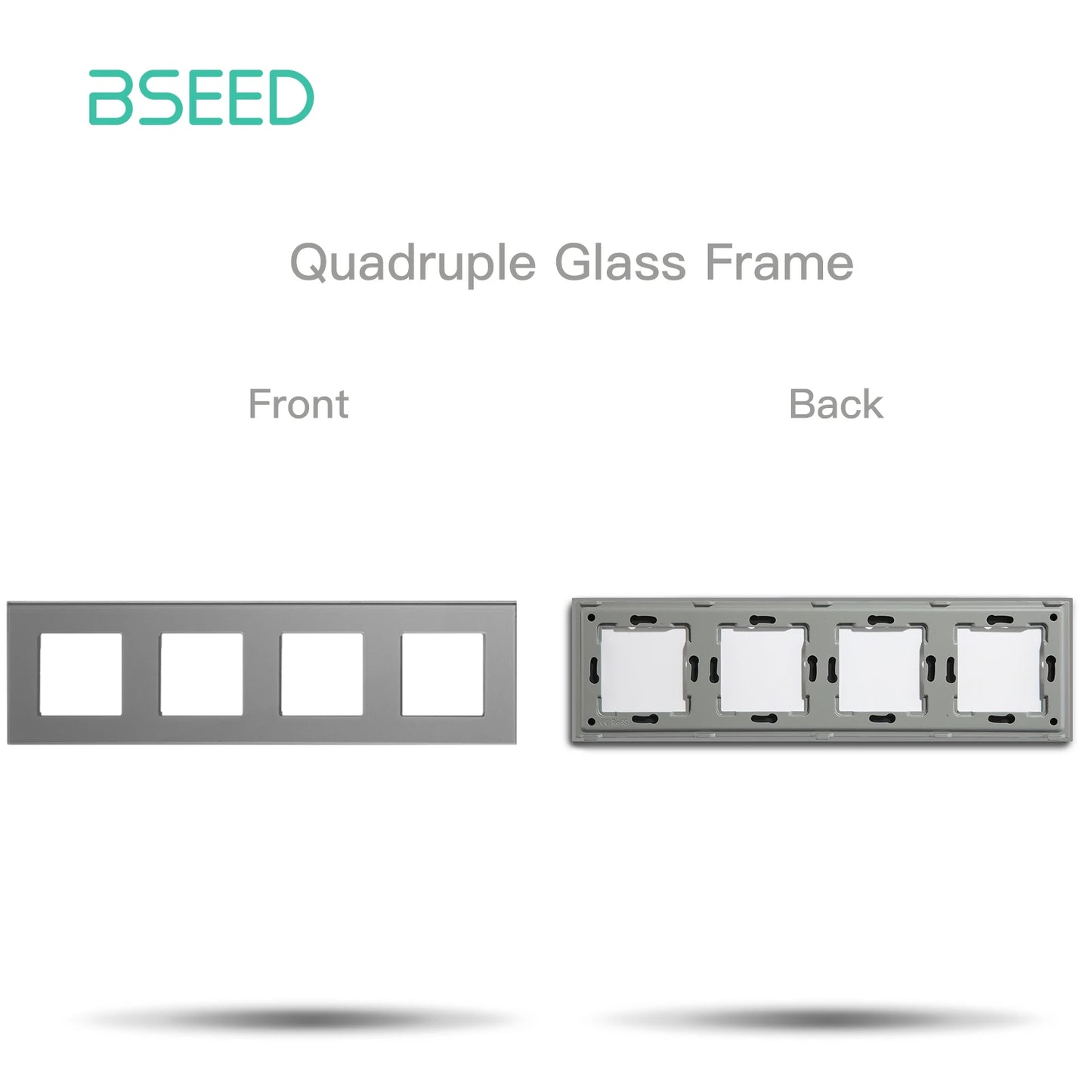BSEED Only Glass Frame Panel Single Double Frames Wall Socket Triple Four Frames DIY Part with Metal Frames White Black Golden