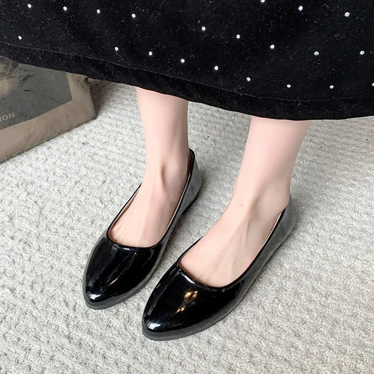 Ladies Formal Flat Shoes Spring Autumn Non-slip Women Black Causal Loafers Uniform Shoes Versatile Women's Ballet Leather Shoes