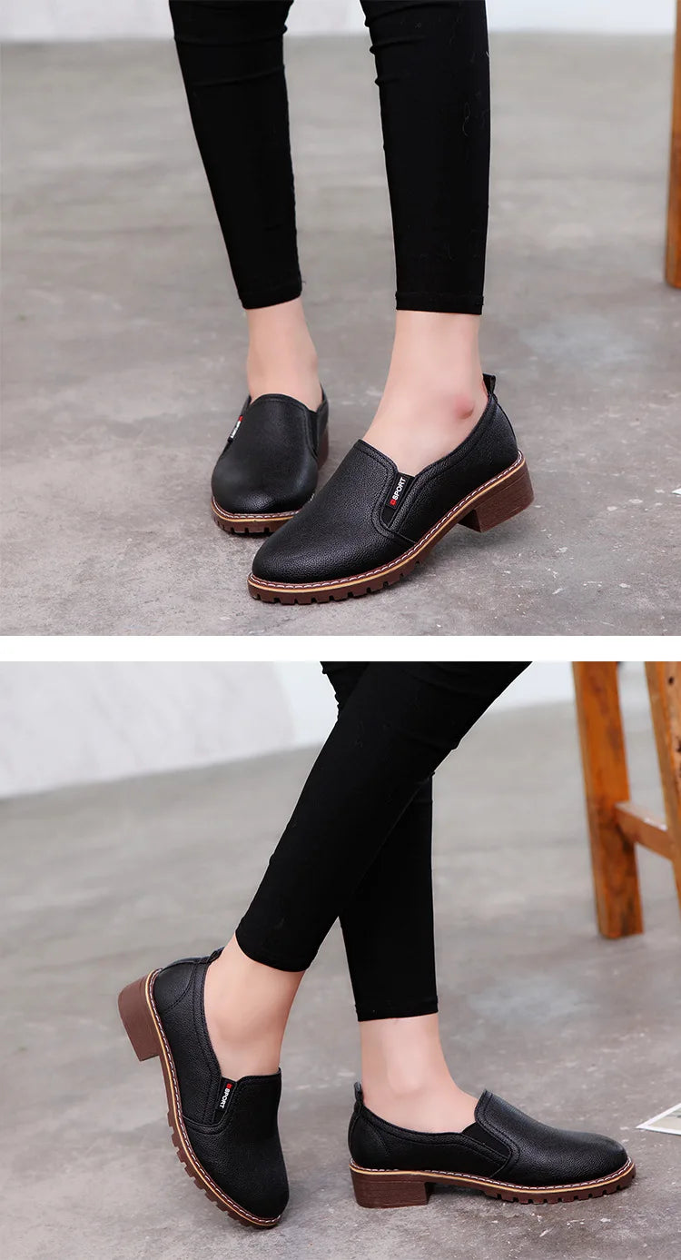 Summer Footwear for Woman Flat Solid Color Oxford Shoes Soft Leather Sneakers Low Medium Pumps Slip on Loafers Shoes for Women