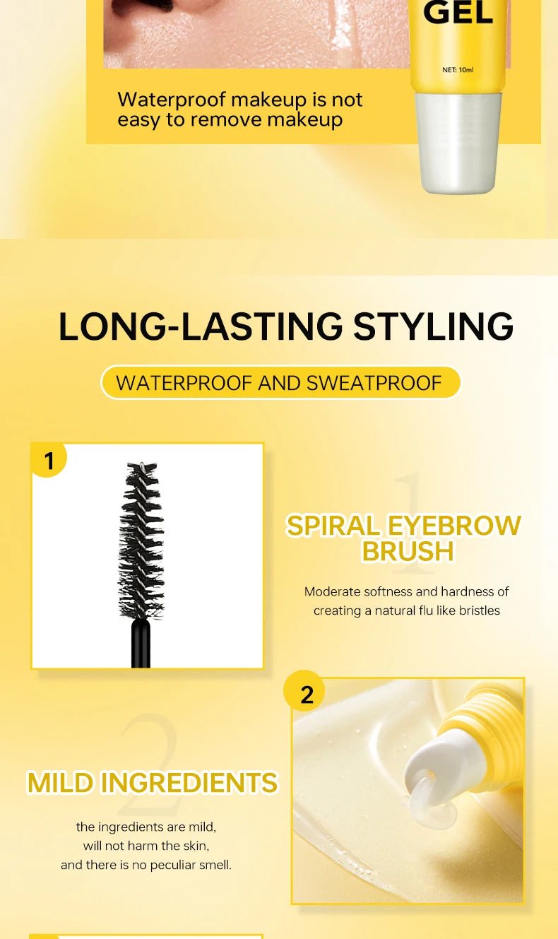 O'CHEAL 3D Eyebrow Gel Colorless Transparent Create Natural Eyebrows Quick-dry Waterproof Long-lasting Thick Full Eyebrow Makeup