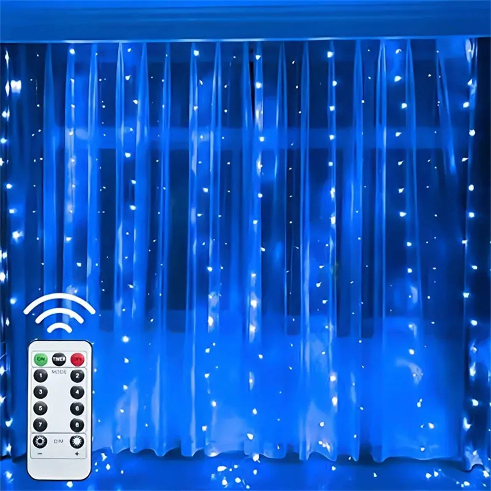 USB Plug Wedding Garland Valentine's Day Ramadan EID Mubarak Decoration for Home Curtain Lights 8 Modes LED Curtain Fairy Light