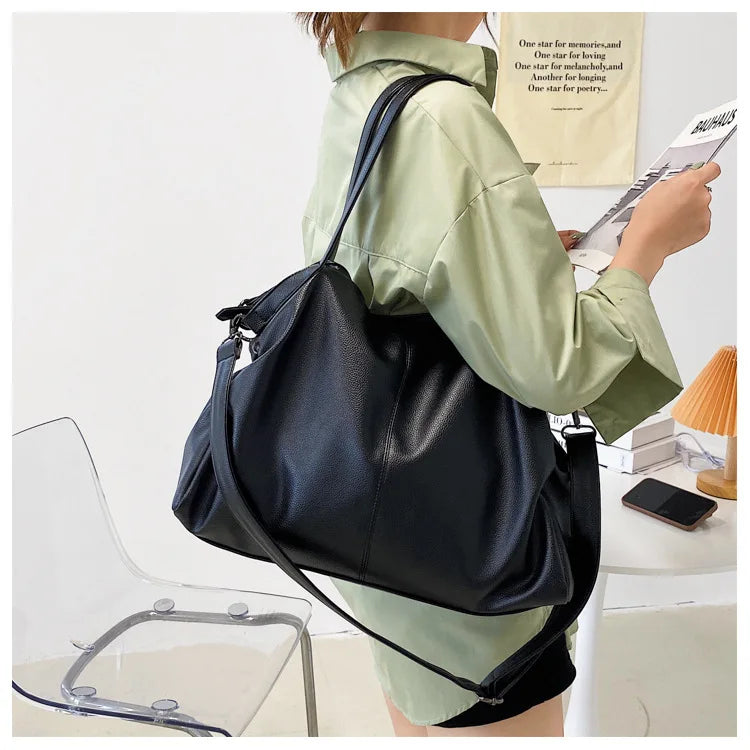 Big Black Tote Bags for Women Large Hobo Shopper Bag Roomy Handbag Quality Soft Leather Crossbody Bag Ladies Travel Shoulder Bag