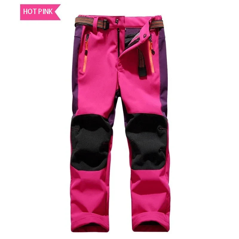 new spring windproof waterproof children outdoor kids pants boys girls soft shell pants warm teens climbing pants sweatpants
